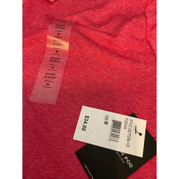 London Fog Men's Poly Textured Space Dye Polo Medium Fuscia NWT - Picture 5 of 5